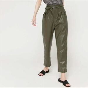 NWT- URBAN OUTFITTERS Maya Faux Leather Trouser Pants Olive Green